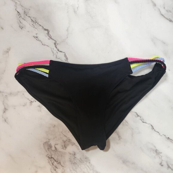 Victoria's Secret Black Neon Colored 2 Piece Bikini Swimsuit Women's M - Picture 2 of 11